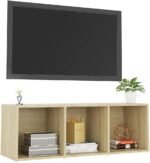 TV Stand for 50” TVs, Media Console with 3 Storage Cabinets & Open Shelving, Engineered Wood Brown - Image 3