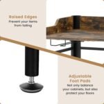 Corner Bar Cabinet, Rustic Brown, 47×47×130 cm, 2 Mesh Doors, Glass Holders, Adjustable Shelf, Anti-Tip Devices, Engineered Wood & Metal - Image 5