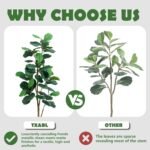Artificial Fiddle Leaf Fig Tree, 180 cm, with White Pot & Pebbles, Bendable Branches, Realistic Ficus Lyrata for Indoor Decor - Image 6