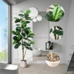 Artificial Fiddle Leaf Fig Tree, 180 cm, with White Pot & Pebbles, Bendable Branches, Realistic Ficus Lyrata for Indoor Decor - Image 7