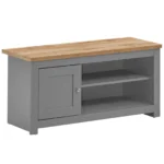 Modern TV Unit, 99 x 40 x 50 cm, Media Stand with Door & Open Shelf, Particle Board, Grey, for TVs up to 60 - Image 3