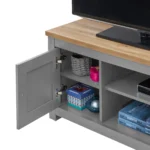 Modern TV Unit, 99 x 40 x 50 cm, Media Stand with Door & Open Shelf, Particle Board, Grey, for TVs up to 60 - Image 5
