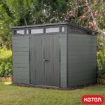 Keter 9x 7 Cortina Heavy Duty Plastic Pent Shed – Dark Green - Image 3
