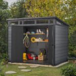 Keter 9x 7 Cortina Heavy Duty Plastic Pent Shed – Dark Grey - Image 2
