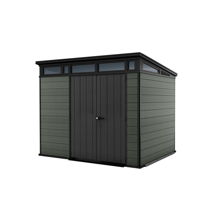 Keter 9x 7 Cortina Heavy Duty Plastic Pent Shed – Dark Green - Image 1