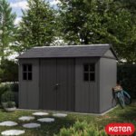 Keter 11’x7.5′ Newton Plus Side Entry Plastic Shed – Dark Grey - Image 2