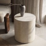 Porto Travertine Side Table, White - Image 4